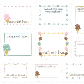 My Neapolitan Ice-Cream Collection - Handmade / Quilt and Sewing Labels - Fits on a FAT QUARTER  