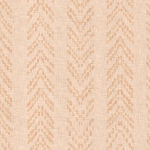 Woven chevron inspired stripes in tan on natural linen