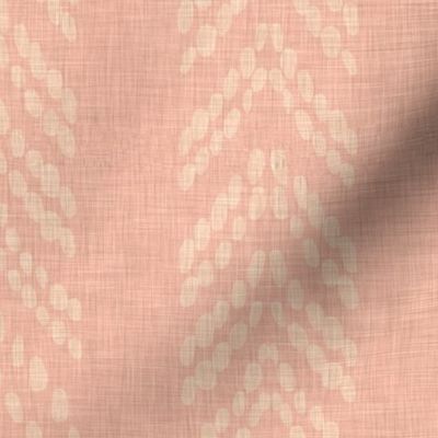 Woven chevron inspired stripes in cream on pink