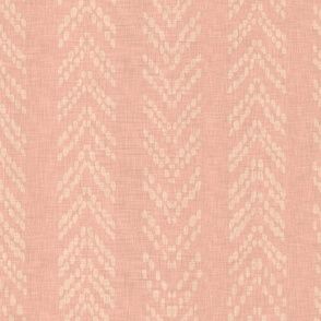 Woven chevron inspired stripes in cream on pink