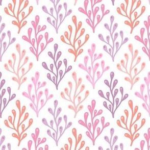 Diamond shaped seaweed - purple and pink on white background - small scale