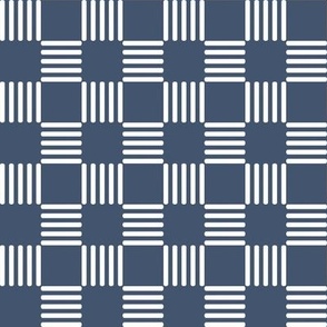 Plaid pattern - small checkerboard 1 inch checks - navy blue and white 