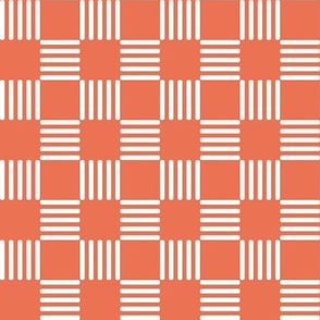 Plaid pattern - small checkerboard 1 inch checks - dark orange and white 