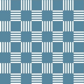 Plaid pattern - small checkerboard 1 inch checks - teal blue and white 