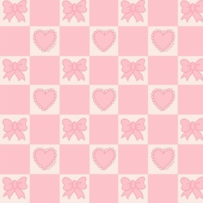 Pink Bow Checkered Print