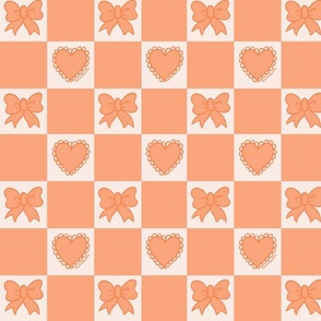 Orange Bow Checkered Print