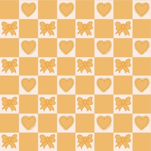 Gold Bow Checkered Print