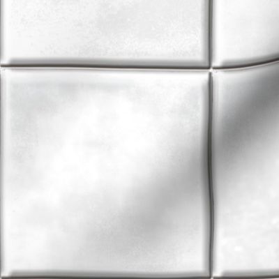 6" Grunge White Faux Ceramic Tile - wallpaper that looks like tile - white 3D look faux ceramic tiles - 6" tiles - Classy Simple Black and White bathroom, kitchen backsplash wallpaper - Half Drop Design 