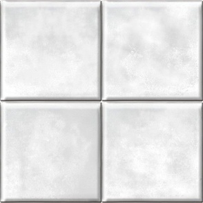 6" Grunge White Faux Ceramic Tile - wallpaper that looks like tile - white 3D look faux ceramic tiles - 6" tiles - Classy Simple Black and White bathroom, kitchen backsplash wallpaper - Half Drop Design 