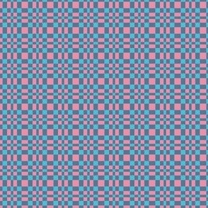 (M-scale) Pink and blue plaid pattern - checkered design in vibrant colors