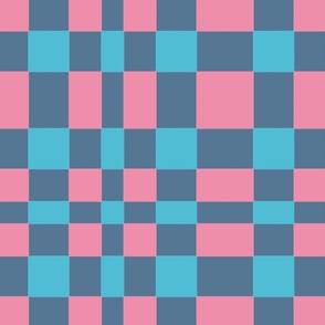 (L - scale)  Pink and blue plaid pattern - checkered design in vibrant colors