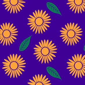 Yellow Gerbera Daisies on Purple 