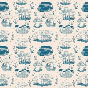 Mushroom Toile in Blue