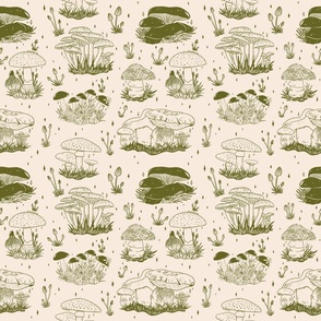 Mushroom Toile in Green