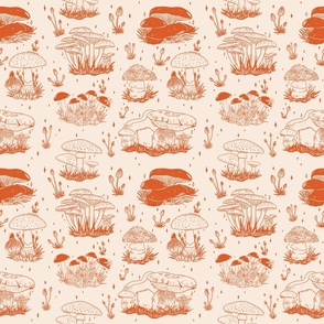 Mushroom Toile in Orange