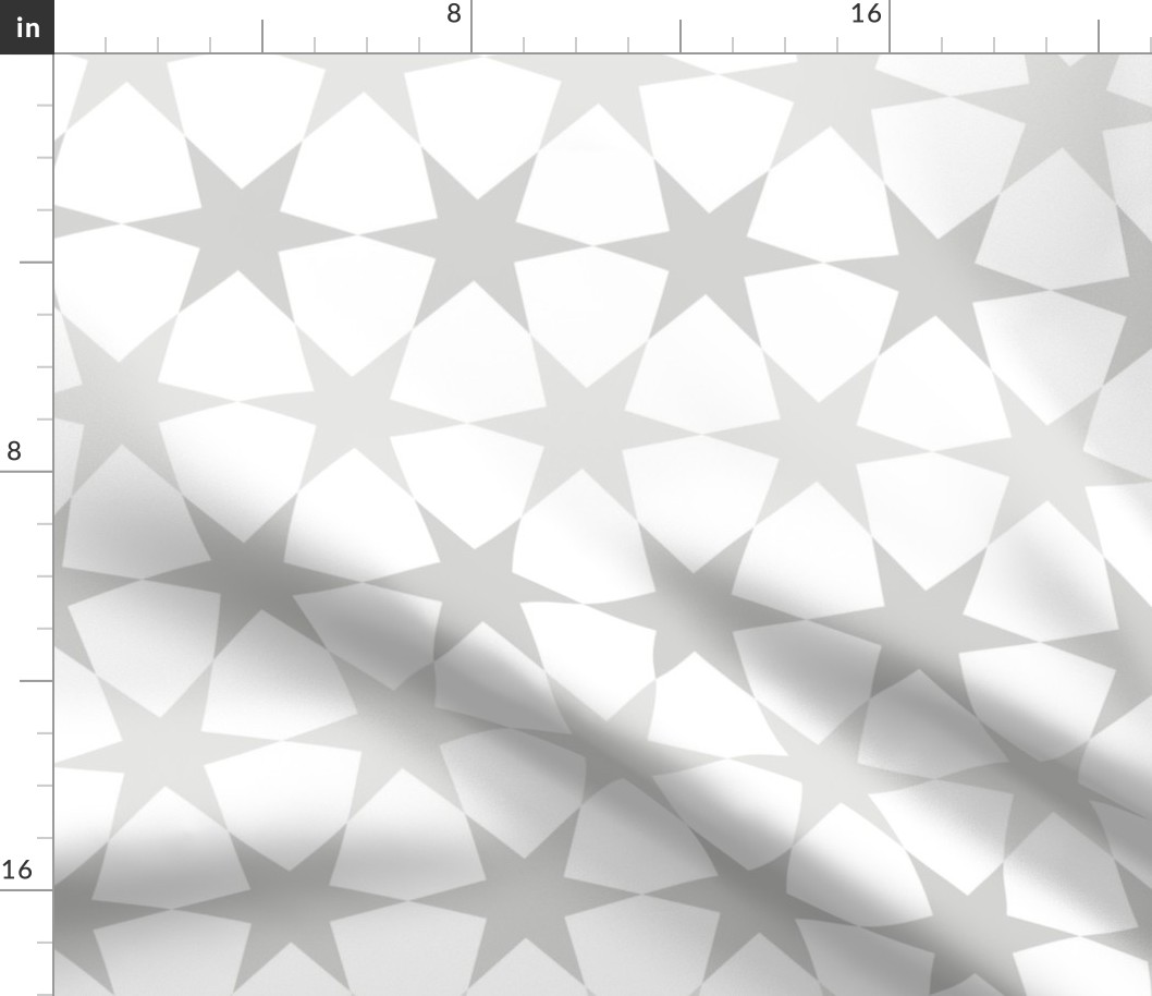 Large // Star Geometric Pattern - Grey on White
