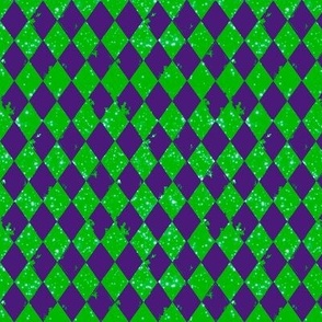 Sparkle Rustic Harlequin Diamonds Green and Purple