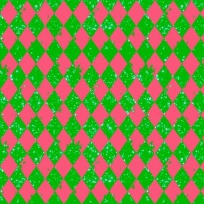 Sparkle Rustic Harlequin Diamonds Green and Hot Pink