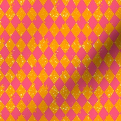 Sparkle Rustic Harlequin Diamonds Golden Yellow and Hot Pink