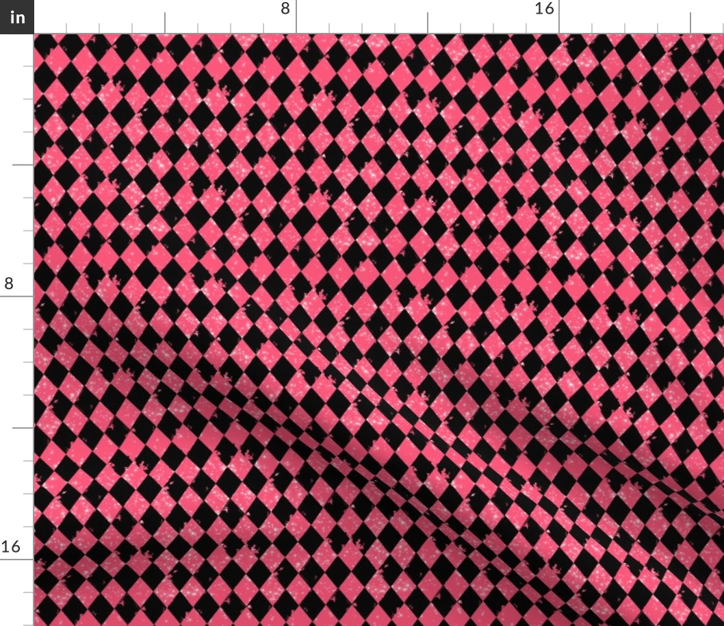 Sparkle Rustic Harlequin Diamonds Hot Pink and Black