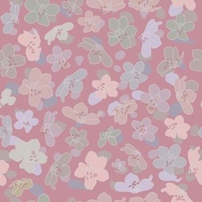 pastel cherry blossom seamless pattern on pink background