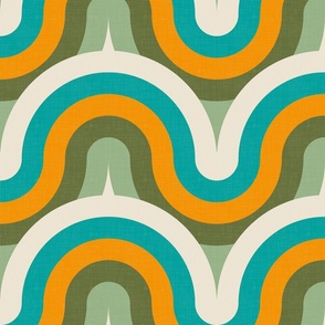 Groovy Geometry, Retro Waves - Summer Camp Color Palette / Large