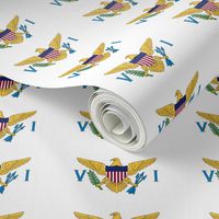 US Virgin Islands flag, 1.5"x2.5” staggered on white
