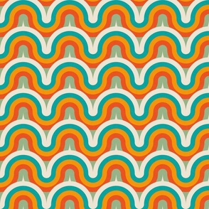 Groovy Geometry, Retro Waves - Vintage Summer Day Color Palette / Medium