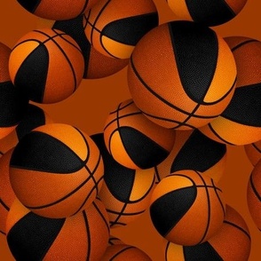 black orange sports team colors basketballs pattern on orange background