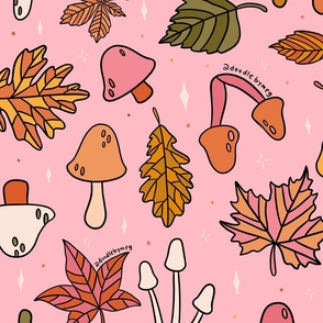 Falling Leaves in Pink