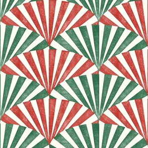 (medium) textured wide art deco stripes geometric red green white