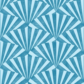(medium) textured wide art deco stripes geometric aqua blue