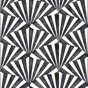 (medium) textured wide art deco stripes geometric black white