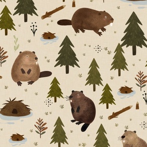 Vintage camping - Beavers and trees L