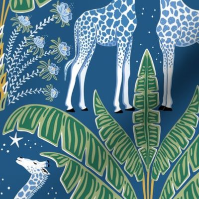 Tropical Night Safari Giraffe/blue and green/large