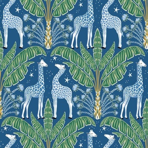 Tropical Night Safari Giraffe/blue and green/large