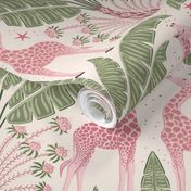 Tropical Night Safari Giraffe/soft pink and green/large