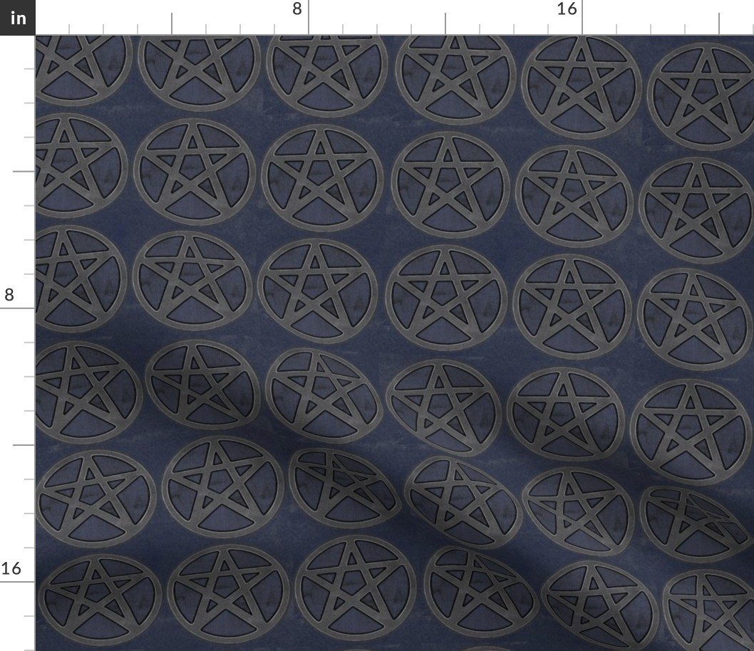 Little Pentagrams Pattern In Blue and Grey