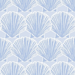 Monochromatic Scallop Sea Shells in Pastel Blues