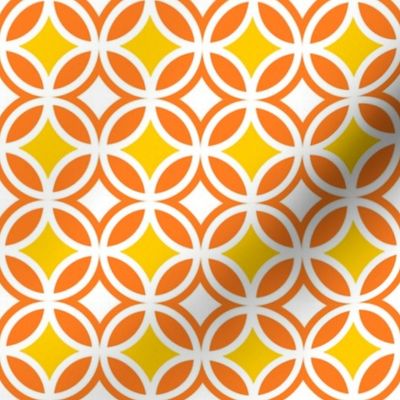 Circle Lock Diamond Geometric // Orange, Yellow, White // V1 // Very Small Scale - 1800 DPI