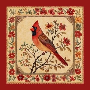 Arabesque Cardinal Quilt/Pillow Block