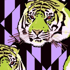 Tiger tiger diamond stripe, XL, avocado and lavender