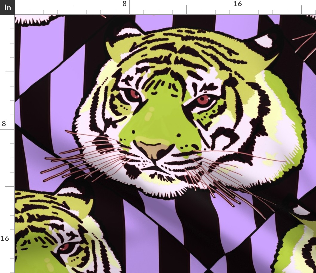 Tiger tiger diamond stripe, XL, avocado and lavender