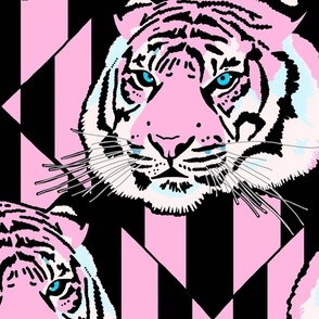 Tiger tiger diamond stripe, XL pink on pink