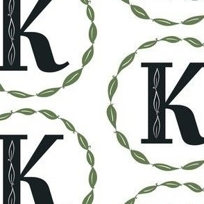 K Capital Letter Monogram  With Leaves from monogram collection