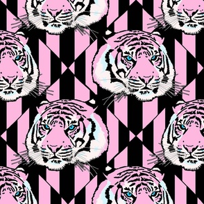 Tiger tiger diamond stripe, Medium, pink on pink