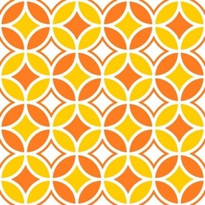 Circle Lock Diamond Geometric // Orange, Yellow, White // V2 // Very Small Scale - 1800 DPI
