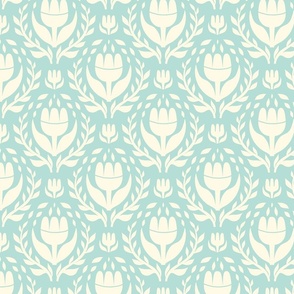 Blue white bold floral -  small