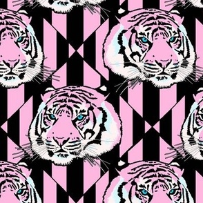 Tiger tiger diamond stripe, small, pink on pink