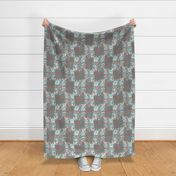 Seamless pattern with delicate watercolor roses on watercolor textured paper on a gray background